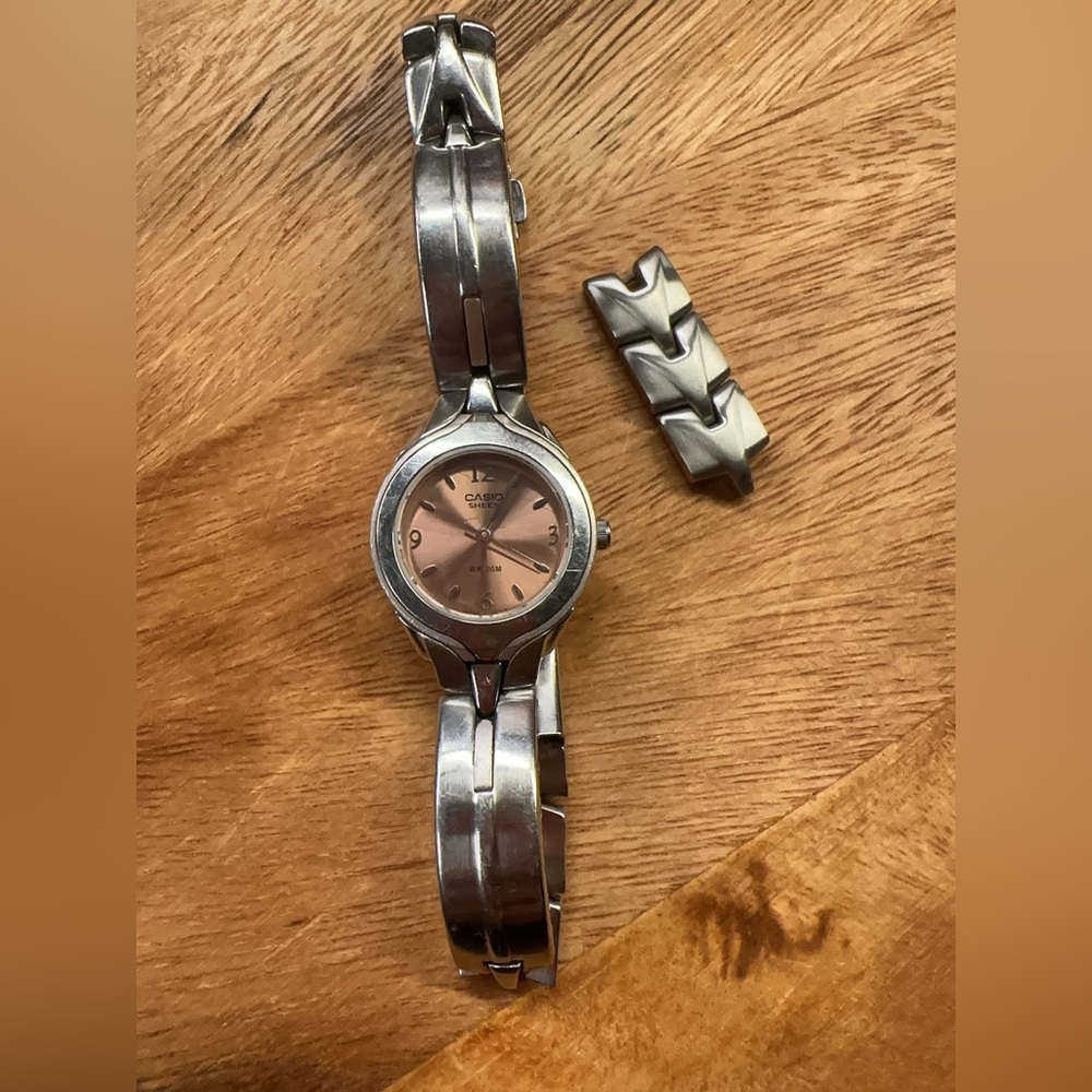Casio Sheen Stainless Steel Watch with Rose Gold Dial